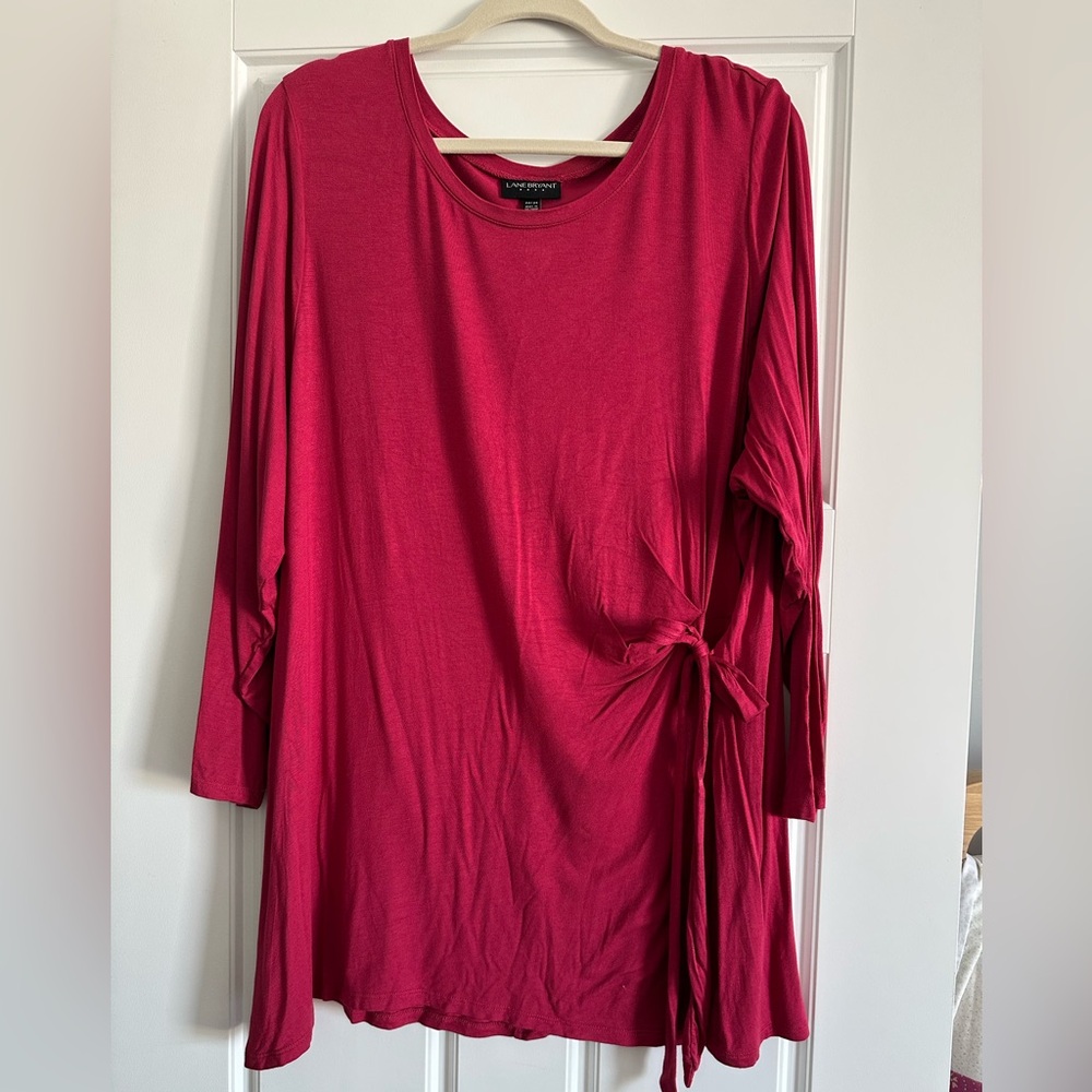 Lane Bryant plus size 22W/24W deep Red Tunic with Tie Detail